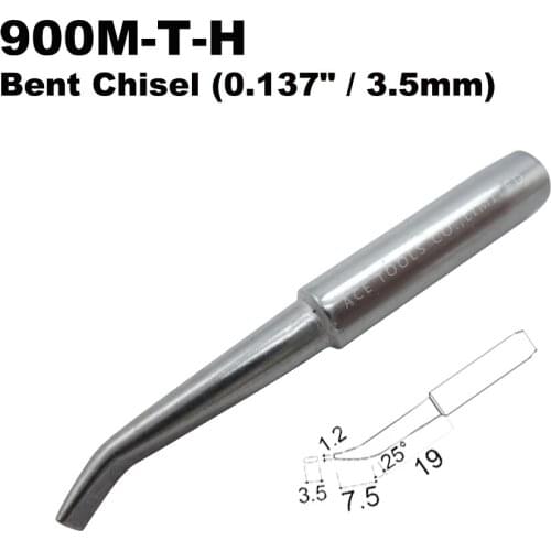 Soldering Tip 900M-T-H Bent 3.5mm for Hakko 936 907 Milwaukee M12SI-0 Radio Shack 64-053 Yihua 936 X-Tronics 3020 Iron Bit