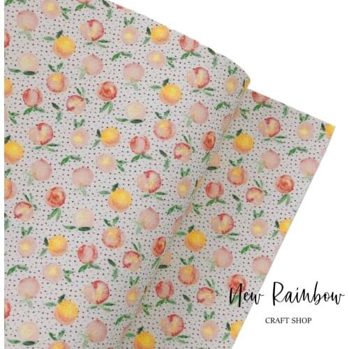 New Rainbow 30x138cm/roll Painted Summer Design With Fruits Faux leatherette for many craft projects, bows, earrings,book cover