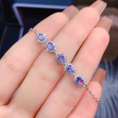 The New Natural Tanzanite Bracelet, 925 Silver Natural Tanzanite Womens Bracelet, Simple and Luxurious Atmosphere