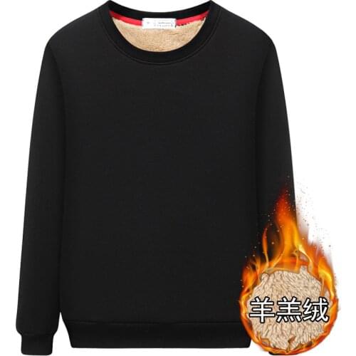 Autumn Winter warm Hoodies Male Large Size 100%cotton Coat Men Brand casual basic Cashmere Sweatshirts O neck Solid tops