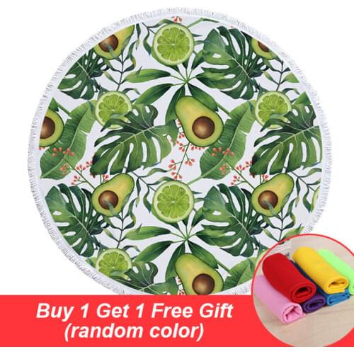 Avocado Lemon Tropic Plant Leaves Pattern Beach Towel For Adult New Style Funny Swimming Bath Towels With Tassel Get Free Gift