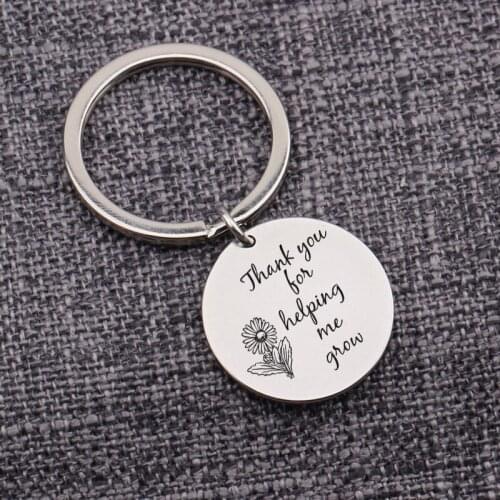 Pre-Teacher Gift Thank You For Helping Me Grow Nana Present Keychain Bag Charm Jewelry Key Holder Accessories Keyrings Keytag