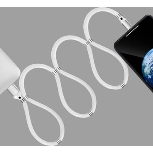 Magnetic Absorption Nano Data Cable Fast Charging Cord Self Winding USB Charger Cord 360° Coiling Retractable Cables