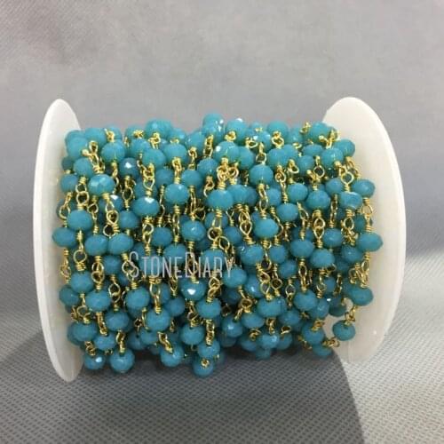 4x6mm Gold Electroplated Faceted Rondelle Beads Orchid Glass Crystal Chain Rosary RC5025