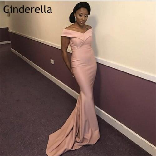 Pink Bridesmaid Dresses With Zipper Back African Off The Shoulder Floor Length Mermaid Satin Wedding Party Bridemaid Dresses