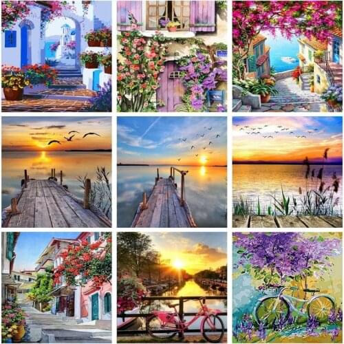 SDOYUNO 40x50cm Acrylic Paint By Numbers Scenery Oil Painting By Numbers On Canvas Seascape Frameless DIY Landscape Home Decor