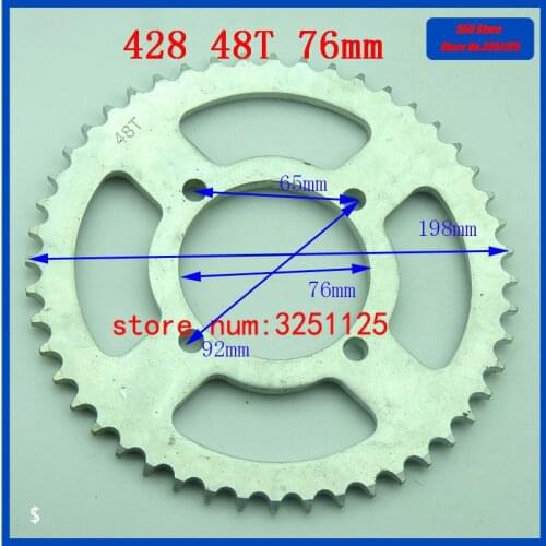 428 48T Tooth 76mm Aluminum alloy Rear Chain Sprocket fit ATV Quad Pit Dirt Bike Buggy Go Kart Motorcycle