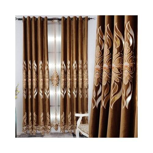 Custom curtains High-quality Retro European embroidered flannel Hollow out Chenille blackout curtain livingroom tulle M1041