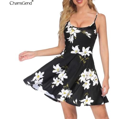 Bohemian New 2021 Womens Elegant Sundress Sleeveless Woman Sundress Knee Length Clothes Floral Print Beach Party Dresses