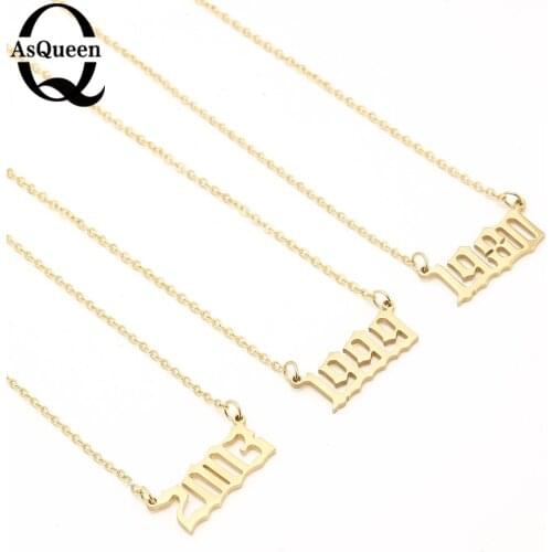 ASQUEEN Q Personalize Year Number Necklaces for Women Custom 1980 1989 2000 Birthday Gift from 1980 to 2025