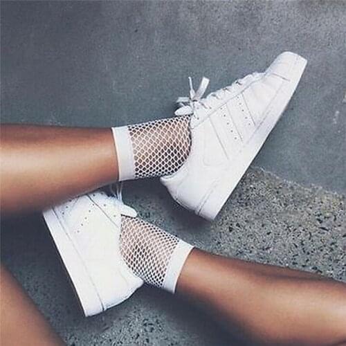 1pc Women White Fishnet Ankle High Socks Lady Mesh Lace Fish Net Short Socks Fashion Sporty-style casual
