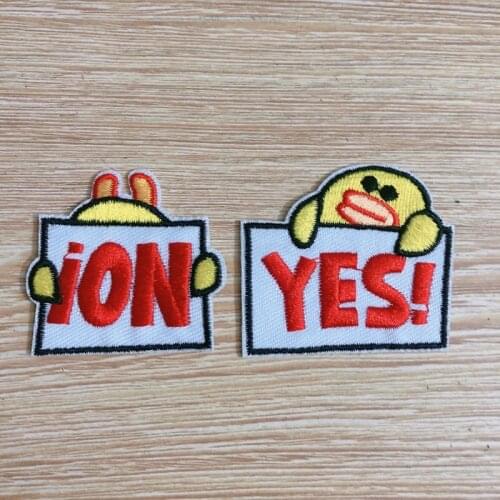 1 PCS Duckling Letter No Yes Patches for Kids Clothes Iron on Appliques DIY Stripes Animals Embroidery Stickers Sew on Badges