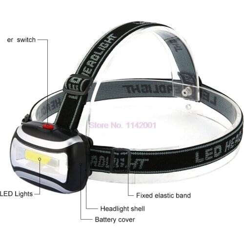 100pcs Headlight Headlamp Head Lamp Flashlight 3xAAA battery Torch Camping Hiking Fishing Light