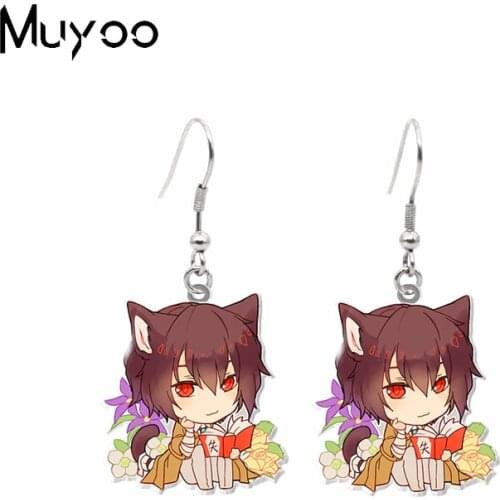 2021 New Anime Bungou Stray Dogs Bunny with Flowers Epoxy Acrylic Resin Fish Hook Earrings Handmade Jewelry Dangles