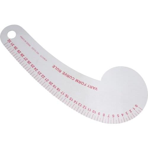 32cm12-232 French Metric Ruler Plastic Curve Long Comma Shaped Transparent French Curve Ruler Measure Tools for Sewing Dress