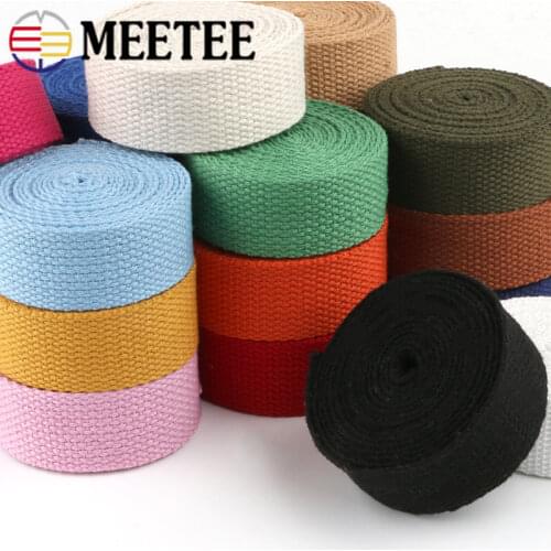 Meetee 50yards 25mm Thicken 2mm Canvas Webbing Ribbon Strap for Backpack Belt Dog Collar Woven Bands Sew DIY Crafts Accessory