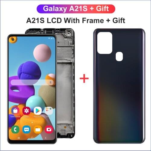 6.5"Original For Samsung Galaxy A21s A217 LCD with frame Touch Screen Digitizer For A21s LCD SM-A217F/DS Display with Back Cover