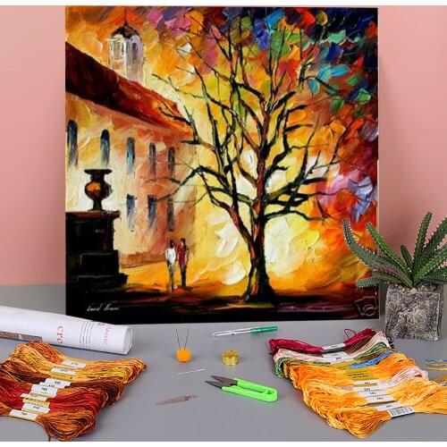 Afremov Moon Lght Original Art Printed 11CT Cross Stitch Set DIY Embroidery DMC Threads Craft Handiwork Promotions