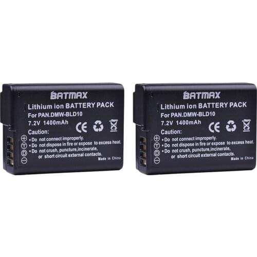Batmax 2pc 1400mAh DMW-BLD10 Battery for Panasonic DMW BLD10E BLD10 BLD10PP ,DMC GF2GK GF2 G3 GX1 DMC-GF2 Cameras