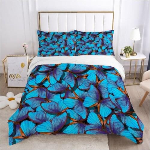Butterfly bedding set Queen King Full Double Duvet cover set pillow case Bed linens Quilt cover 240x220 200x200 Ink blue