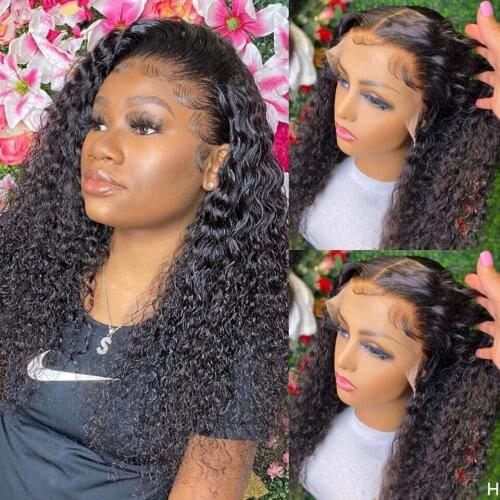 Free Part Deep Wave Wig 13x4 Lace Frontal Wigs Wet And Wavy Kinky Curly Human Hair Wigs Remy Brazilian Deep Wave Frontal Wig