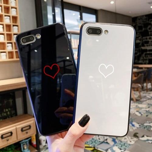 For OPPO Realme C2 X XT X50 3 6 X2 Pro Case blank Heart line Hard Tempered Glass Back silicone Cover For Realme x50 Pro Casing