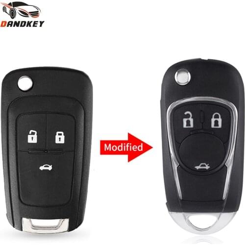 Dandkey 3/4 Buttons For Chevrolet Cruze Equinox Impala Malibu Sonic Camaro Replacement Flip Key Shell Modified HU100 Fob Case