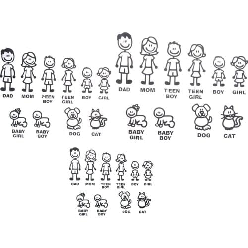 DIY self-adhesive Figure Family Decals Die Cut Vinyl Sticker Fam Bumper Car Window Slaps Family Fun Dog Cat Baby Children