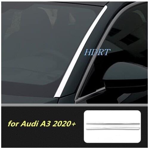 For Audi A3 8Y Hatchback 020 2021 2022 Exterior Stainless Front Windshield Decoration Panel Strip Cover Trim 2pcs