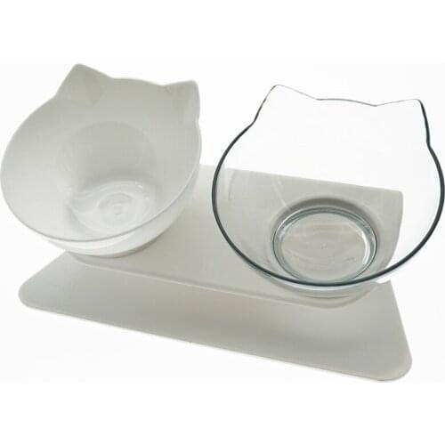 Double Cat Bowl For Cats Water Bowl Transparent Non-Slip Cat Food Bowl For Dogs Bowls Eating Pet Feeder With Stand Dropshipping
