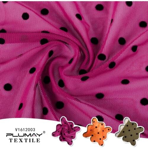 Flocked mesh fabric DIY 95 Nylon 5 Spandex 4 way stretch tricot for Stage costumes party dress garment