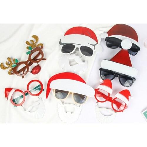 1pcs Santa Claus Xmas Tree Elk Glasses Frame Merry Christmas Glasses Photo Prop Christmas Decorations New Year Navidad Kids Gift