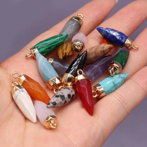 Hot Selling Natural Stone Semi-precious Stone Pointed Face Pendant Pendant Charm Jewelry DIY Making Necklace Bracelet Jewelry