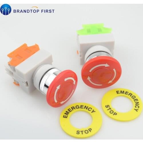 22mm Red Mushroom1NO1NC /2NO Emergency Stop Push Button Switch AC 660V 10A Switch Equipment Lift Elevator Latching Self Lock