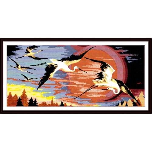 Beautiful flying crane Animal scenery counted 11CT 14CT Cross Stitch Set DIY DMC Chinese Cross-stitch Kit Embroidery Needlework