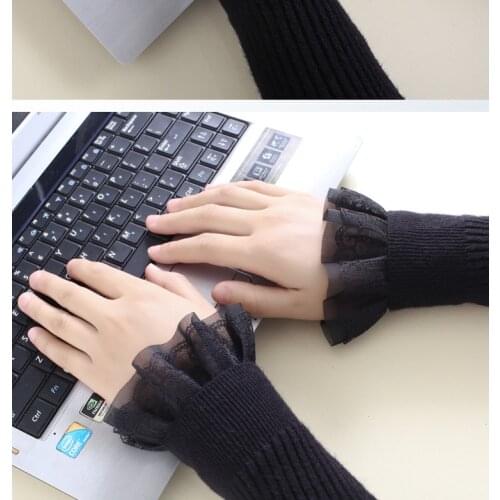 Cuffs Wrinkled Women Girls Fake Flare Sleeves Floral Lace Pleated Summer ladies long sunscreen ice sleeve multicolor mesh arm sl