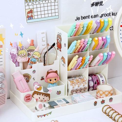 Kawaii Desk Accessories Penholder Desk Organizer Desktop Cute Penholder Organizers Desktop Stand Stationery Office Storage