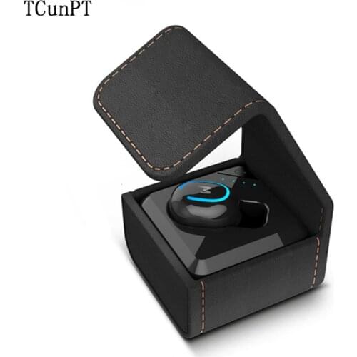 TCunPT Fashion Mini Wireless Bluetooth Earphone Invisible Single Earbuds Stereo Headphone Hands-free Headset with Charger Box