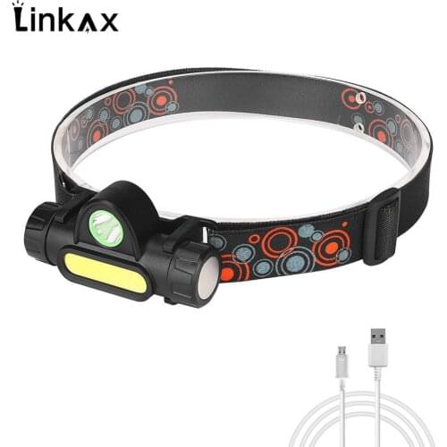 Mini USB Rechargeable Headlamp Headlight 3800 Lumens XPE+COB Outdoor Camping Fishing Hiking Head Lantern Flashlight Lamp