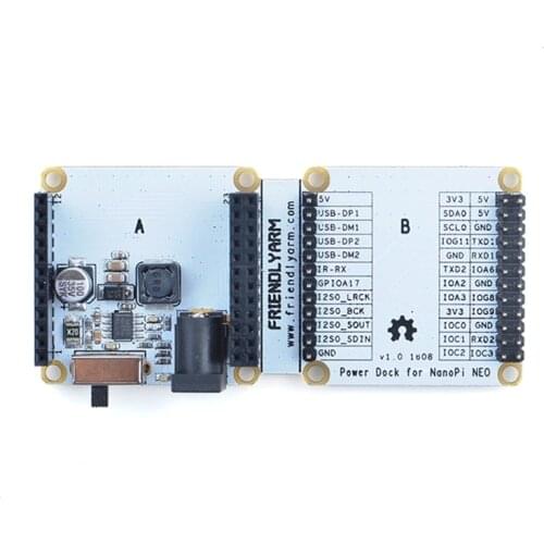 Power Dock module supports NanoPi NEO Air onboard power interface supports sensor input voltage 12V output voltage 5V/2A