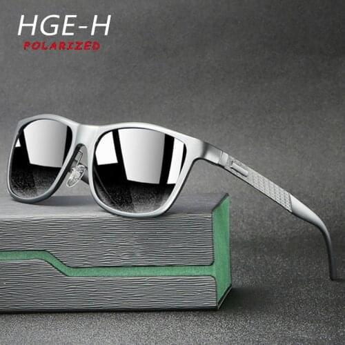 HGE-H NEW High Quality Men Polarized Sunglasses Al-Mg Frame Fashion Polarized Sun Glasses Men Outdoor Shades Mirror A11