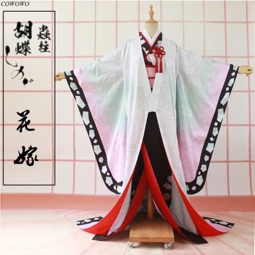 [Customized] Anime! Demon Slayer: Kimetsu no Yaiba Kochou Shinobu Elegant Wedding Kimono Uniform Halloween Party Role Play Suit
