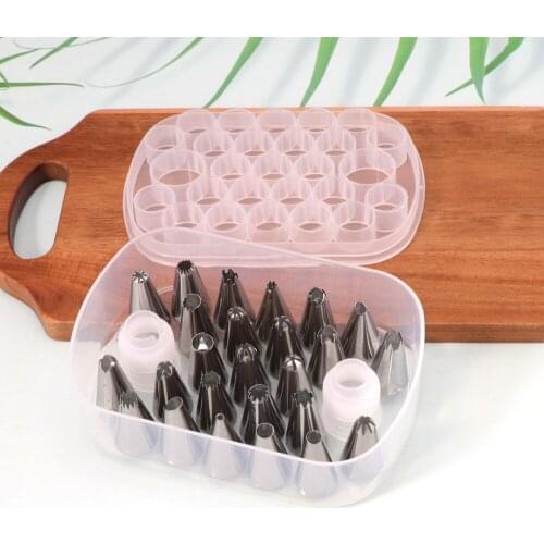 25 Pieces Icing Decoration Set Cake Decoration Equipment Piping Cream Stainless Steel Nozzles Decorator Pastry Cream Making Set