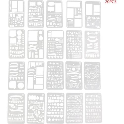 2021 New 20Pcs Bullet Journal Stencil Set Plastic Planner DIY Drawing Template Diary Decor Craft