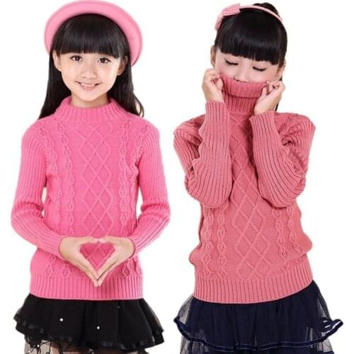 2-14T Girl Twisted Sweater Toddler Girls Bottoming Turtleneck Sweater Pullovers Child Fashion Kids Thick Knitwear Winter Autumn
