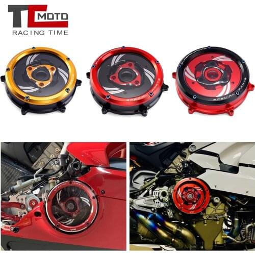 Fit For Panigale 959 1199 1299 S R Racing Clear Clutch Cover & Spring Retainer For Ducati Panigale V2 959 1199 1299 S R