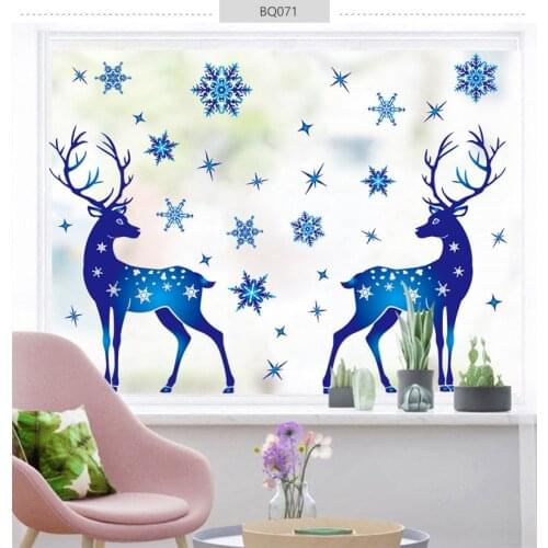 Christmas Sticker Santa Claus Xmas Elk Snowflake Faceless Doll Window Stickers Merry Christmas Feliz Navidad Decor For Home 2022