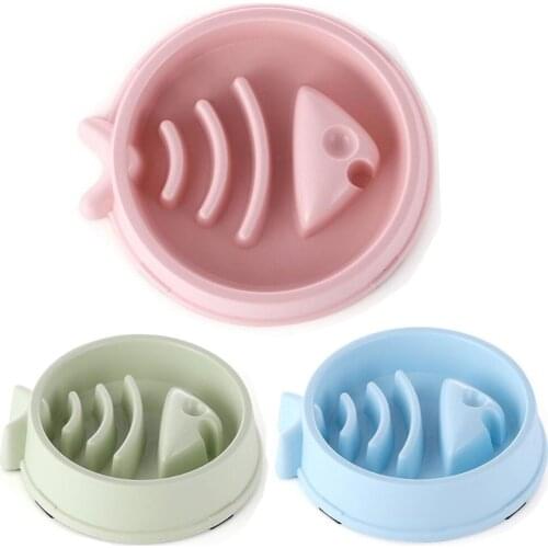 Fish Bone Shape Pet Dog Puppy Cat Feeding Food Bowls Pet Slow Down Eating Feeder Dish Bowl Non-slip Bowl Food Container