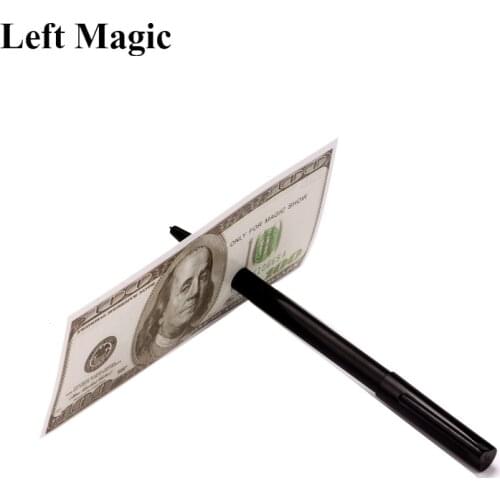 1 Pcs ( Crude Pen ) Thru Bill Penetration Dollar Bill Pen Magic Trick Ball Pen Brand Black Magician Toy Accessory Gimmick