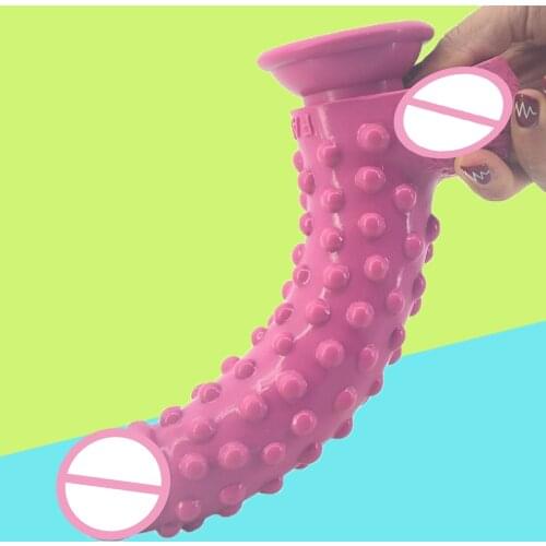 FAAK Silicone Realistic Dildo With Suction Cup Raised Pointed Extreme Stimulate Anal Dildo Big Fake Penis Sex Toys For Man Women
